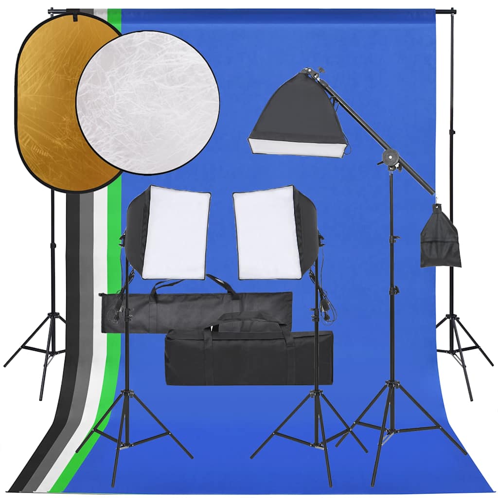 Vidaxl Photo Studio -Set mit Beleuchtungssatz, Hintergrund und Reflektor