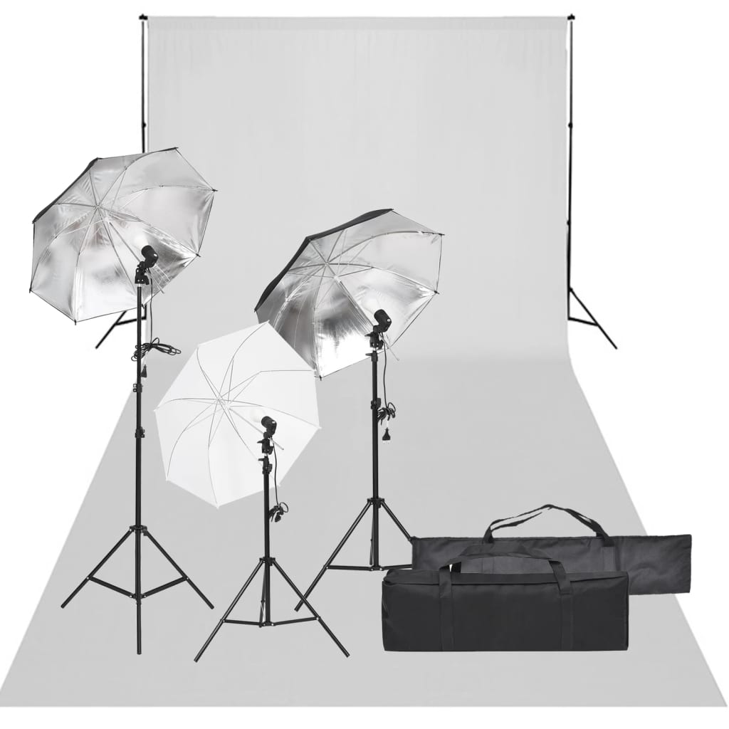 Vidaxl Photo studio set with lighting set and background