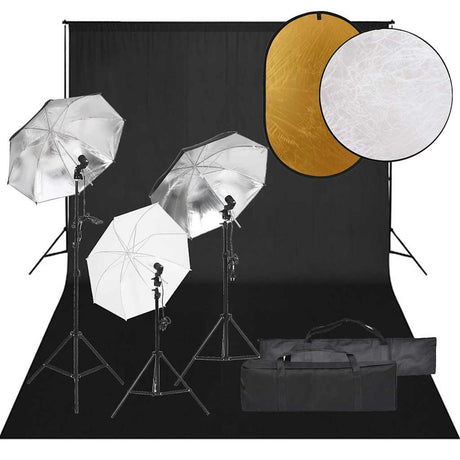 Vidaxxl Fotostudio-Set mit Beleuchtungsset, Hintergrund und Reflektor