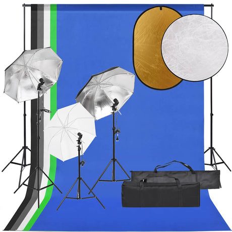 Vidaxxl Fotostudio-Set mit Beleuchtungsset, Hintergrund und Reflektor