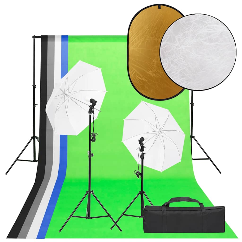 Vidaxl Photo Studio -Set mit Beleuchtungssatz, Hintergrund und Reflektor
