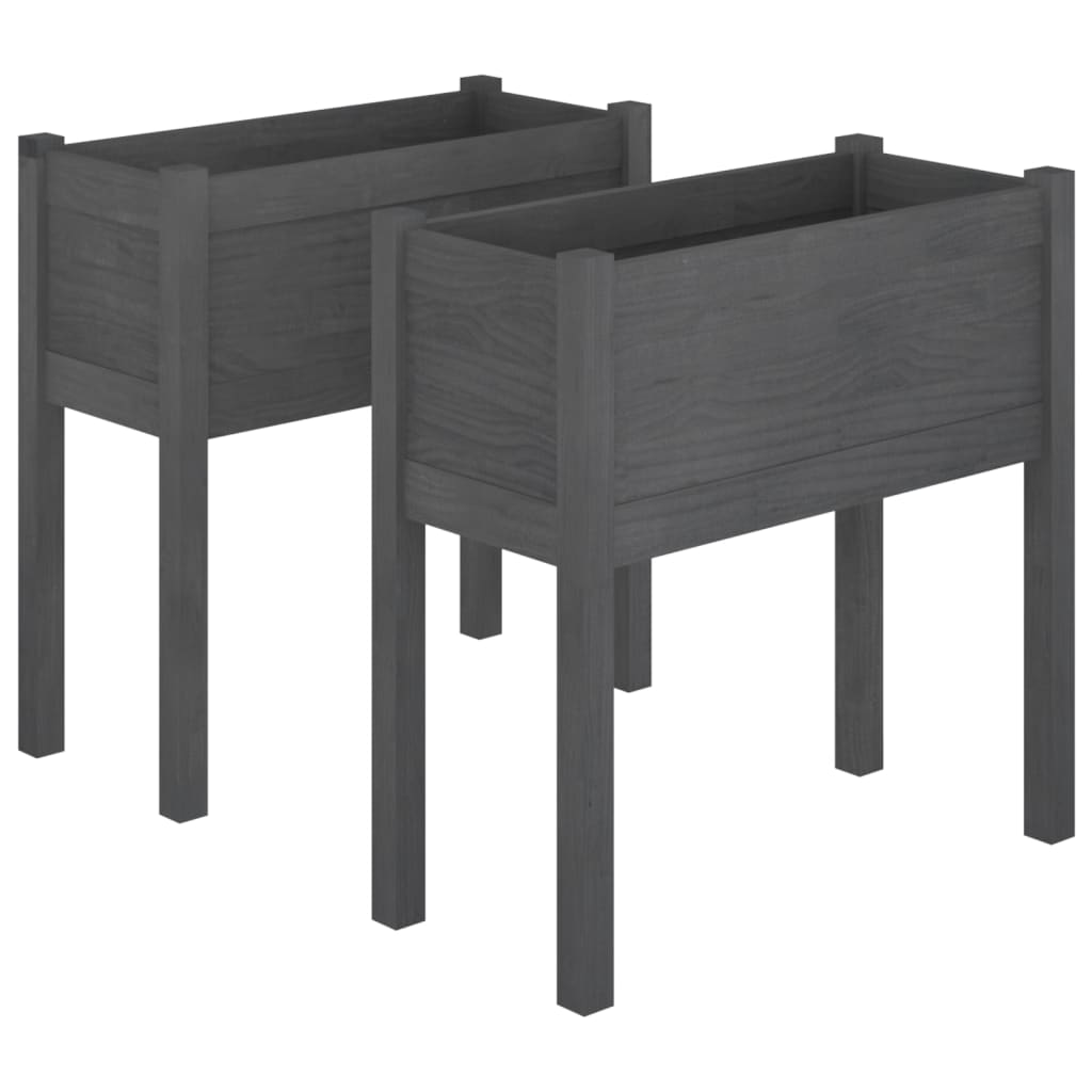 Vidaxl Planters 2 ST 70x31x70 cm Solid Pine Grey