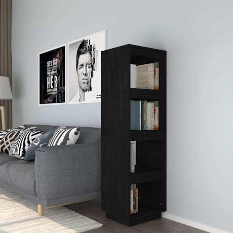Vidaxl boekenkast kamerscherm 40x35x135 cm massief grenenhout zwart