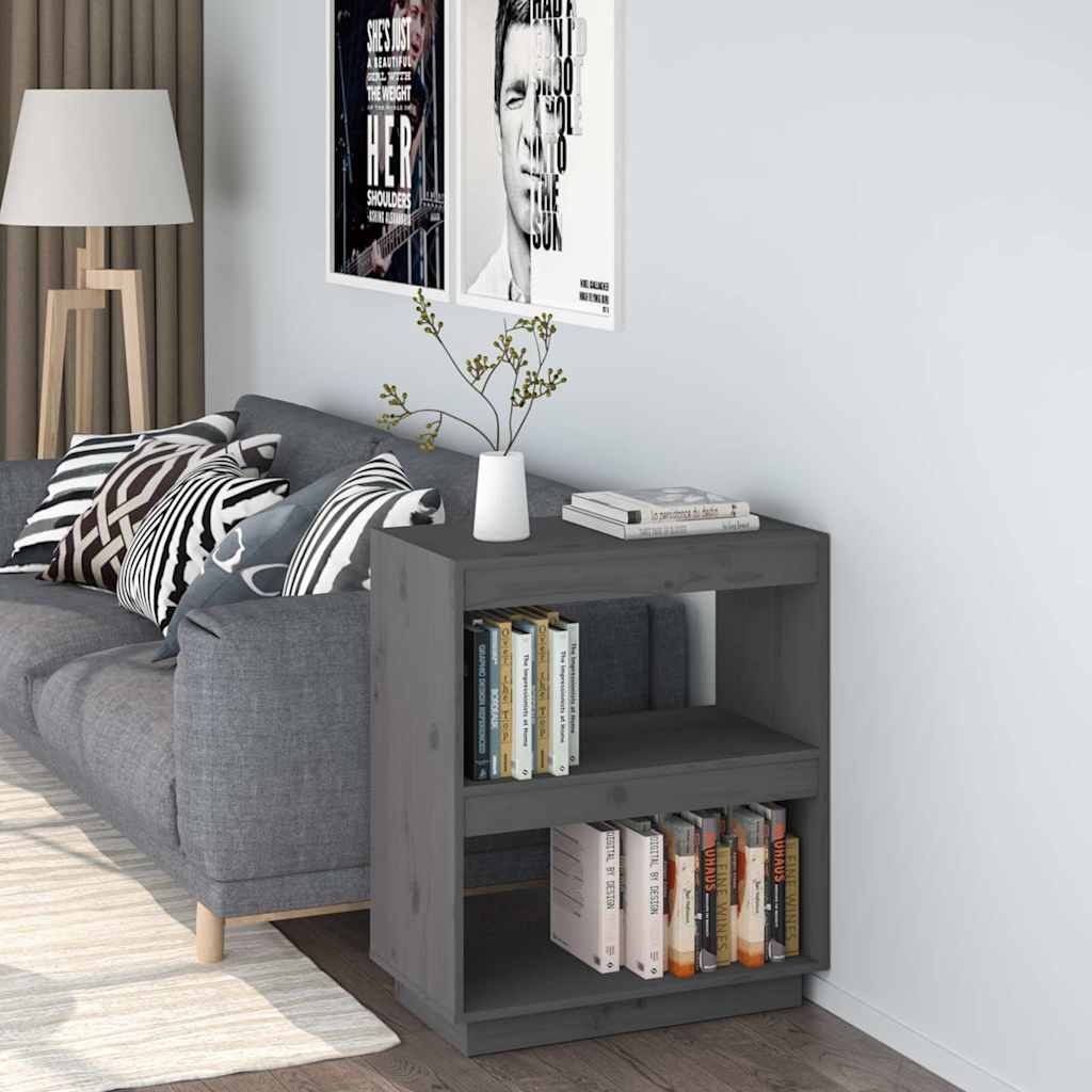 Vidaxl boekenkast 60x35x71 cm massief grenenhout grijs