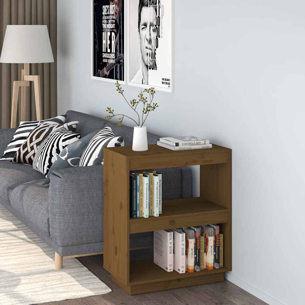 Vidaxl boekenkast 60x35x71 cm massief grenenhout honingbruin