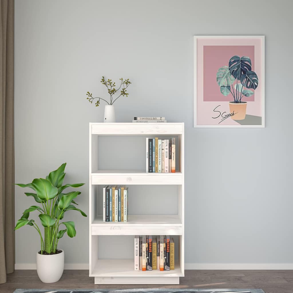 Vidaxl boekenkast kamerscherm 60x35x103 cm massief grenenhout wit