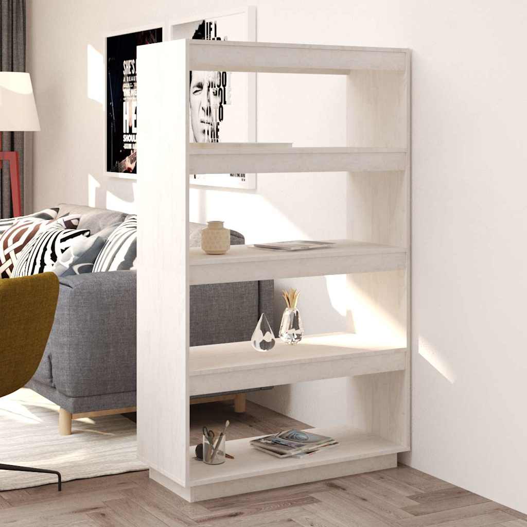 Vidaxl boekenkast kamerscherm 80x35x135 cm massief grenenhout wit