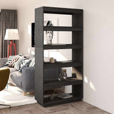 Vidaxl boekenkast kamerscherm 80x35x167 cm massief grenenhout grijs