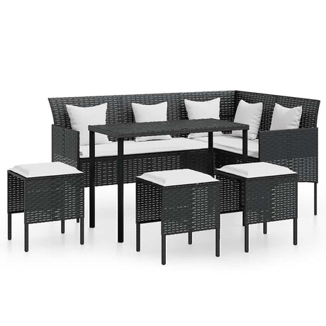 Vidaxl 5-delige loungeset met kussens l-vormig poly rattan zwart