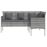Vidaxl loungebank met kussens l-vormig poly rattan grijs