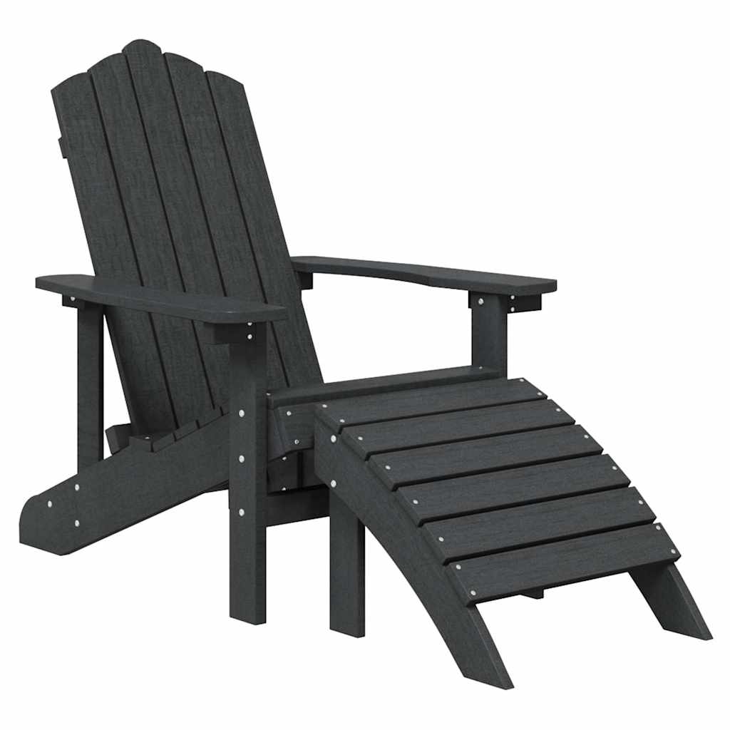 Vidaxl tuinstoel adirondack met voetenbank hdpe antracietkleurig