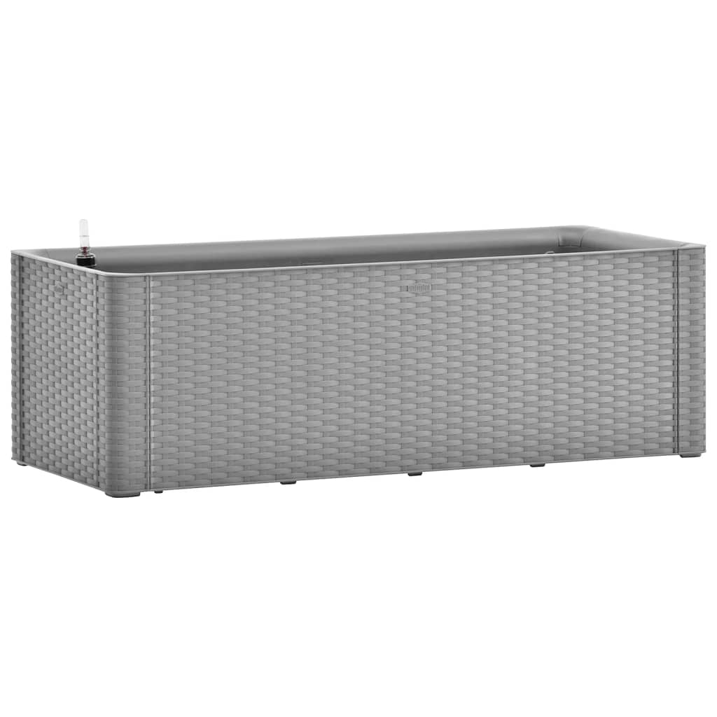 Vidaxl Planter uppvuxen med vattningssystem 100x43x33 cm grått