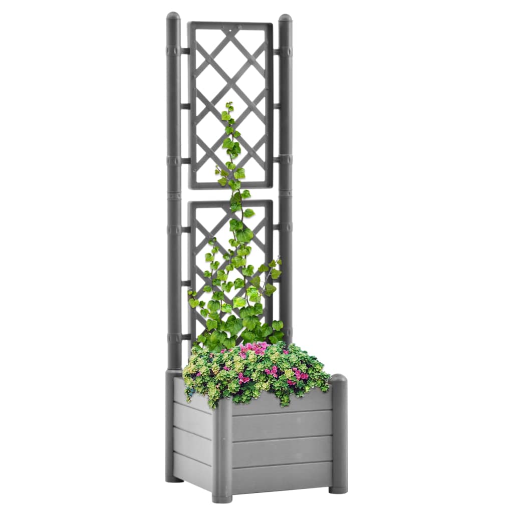 Vidaxl planter med latwerk 43x43x142 cm pp stengrå