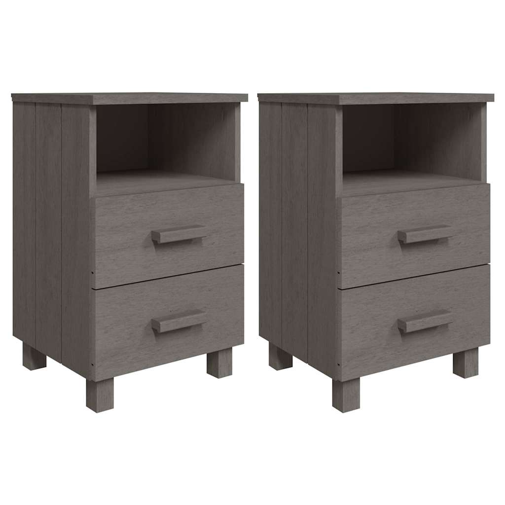 Vidaxl nachtkastjes hamar 2 st 40x35x62 cm grenenhout lichtgrijs