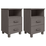 Vidaxl nachtkastjes hamar 2 st 40x35x62 cm grenenhout lichtgrijs