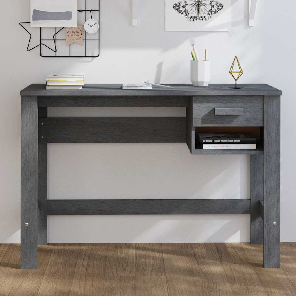 Vidaxl bureau hamar 110x40x75 cm massief grenenhout donkergrijs