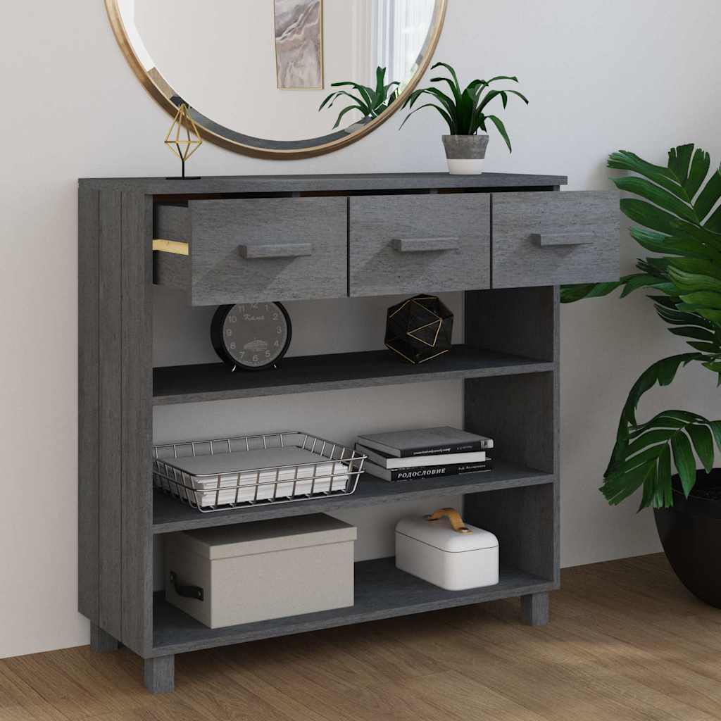 Vidaxl wandtafel hamar 90x35x90 cm massief grenenhout donkergrijs