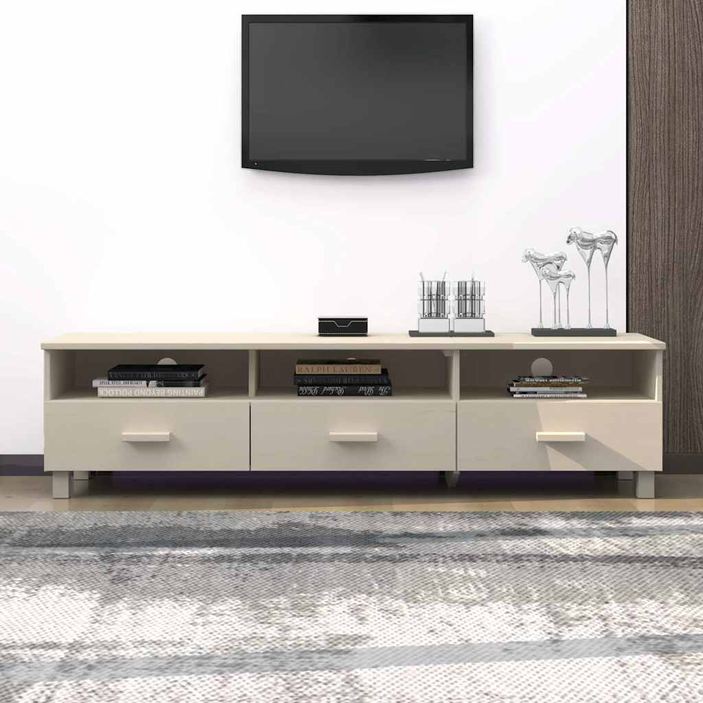 Vidaxl tv-meubel hamar 158x40x40 cm massief grenenhout honingbruin