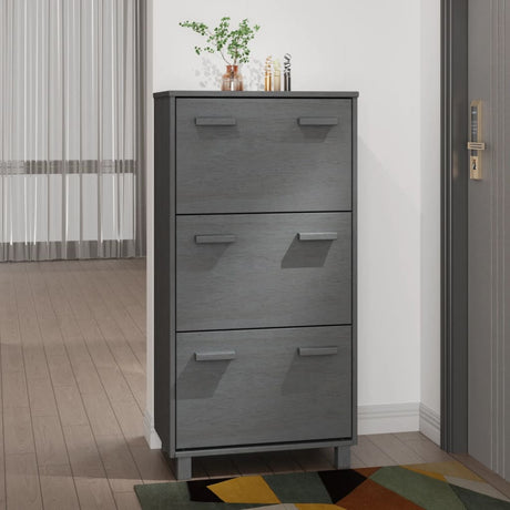Vidaxl Schuhschrank Hamar 59.5x35x117 cm Kiefernholz dunkelgrau