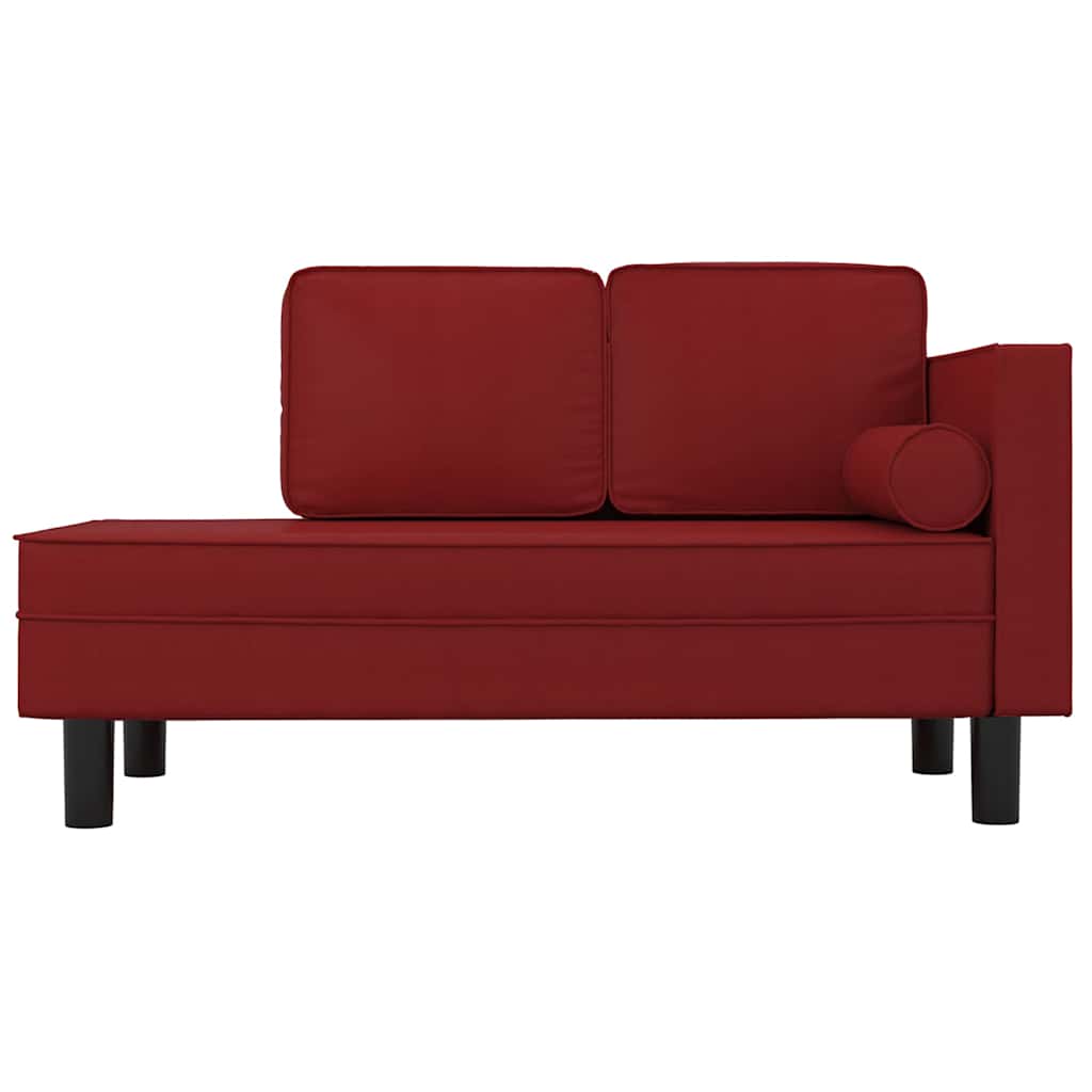 Vidaxl chaise longue met kussens en bolster kunstleer wijnrood