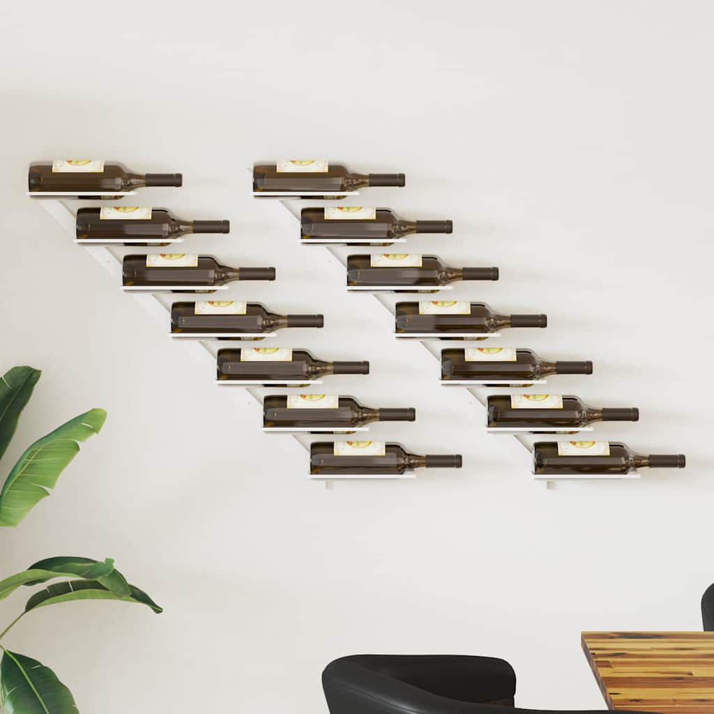 Vidaxl wijnrekken 2 st voor 7 flessen wandmontage metaal wit