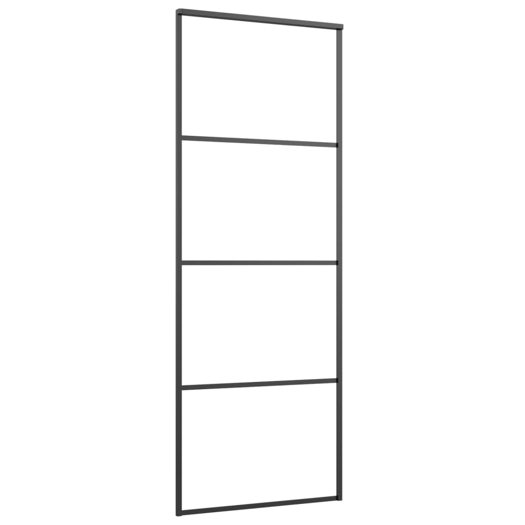 Vidaxl rutscht Dier 76x205 cm mattte Eskl Glas an Aluminium schwaarz