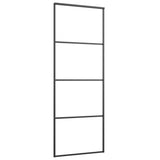 Puerta corredera de Vidaxl 76x205 cm de vidrio ESG mate y negro de aluminio