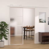 Puerta corredera de Vidaxl 76x205 cm de vidrio ESG mate y aluminio blanco