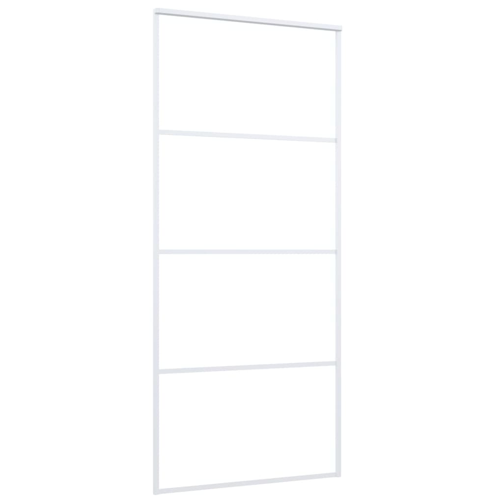 Puerta corredera de Vidaxl 90x205 cm de vidrio ESG mate y aluminio blanco