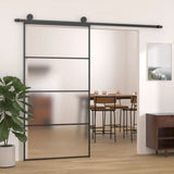 Puerta corredera de Vidaxl 102.5x205 cm de vidrio ESG mate y negro de aluminio