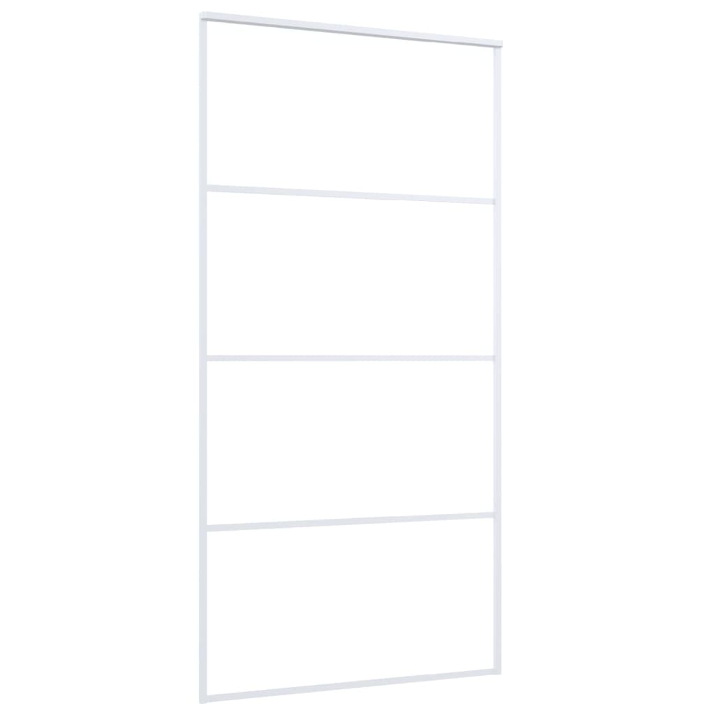 Puerta corredera de Vidaxl 102.5x205 cm de vidrio ESG mate y aluminio blanco