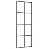 Vidaxl Schiebetür 76x205 cm ESG -Glas und Aluminiumschwarz