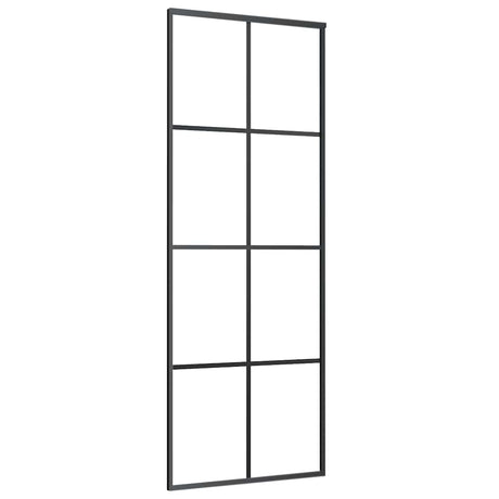 Vidaxl Schiebetür 76x205 cm ESG -Glas und Aluminiumschwarz
