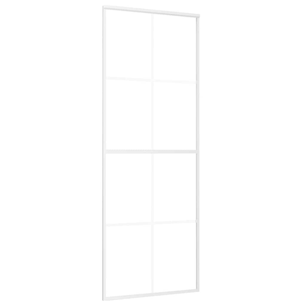 Vidaxl Schiebetür 76x205 cm mattes ESG -Glas und Aluminium weiß
