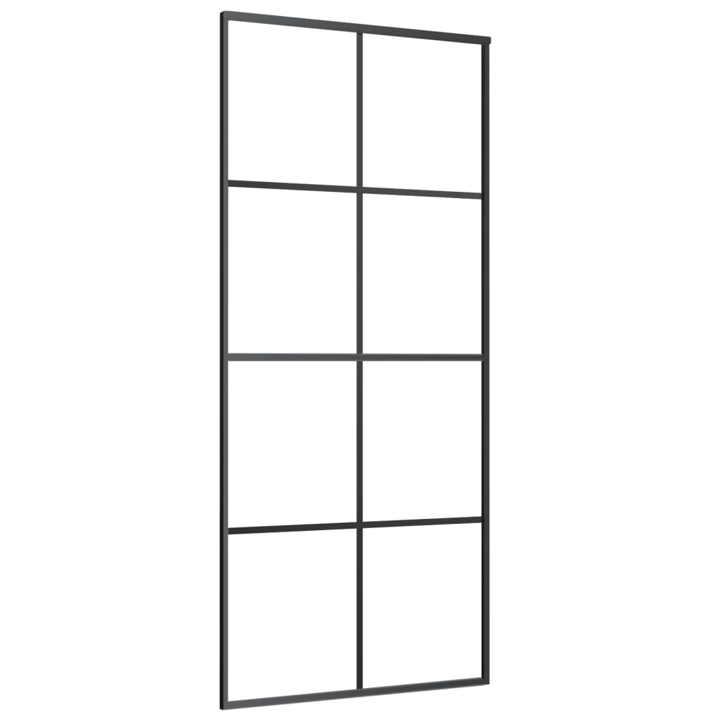 Vidaxl Schiebetür 90x205 cm ESG -Glas und Aluminiumschwarz