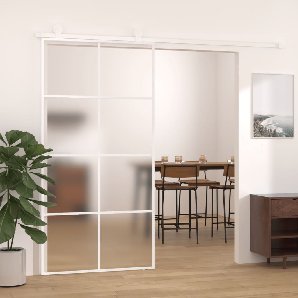 Vidaxl skyvedør 102.5x205 cm matt ESG -glass og aluminiumshvit