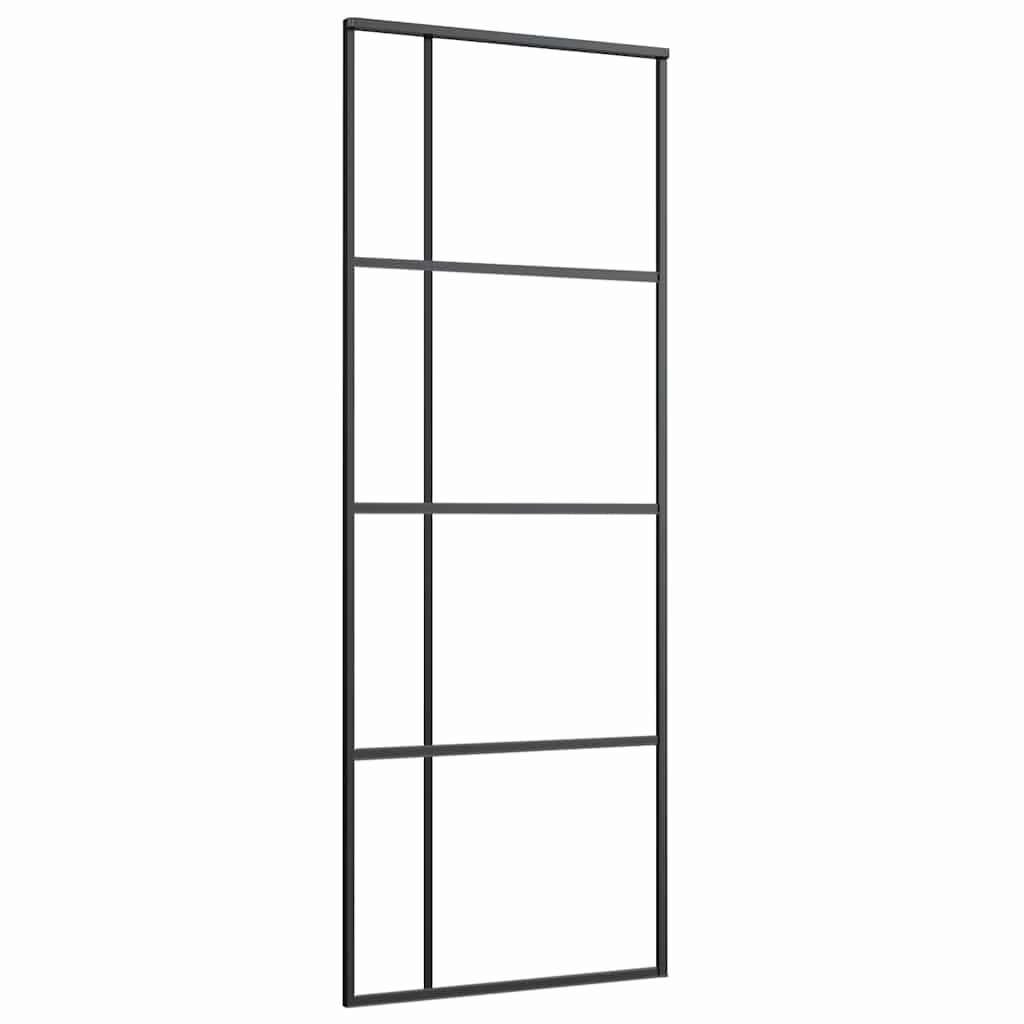 Vidaxl Schiebetür 76x205 cm ESG -Glas und Aluminiumschwarz