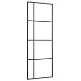 Vidaxl Schiebetür 76x205 cm ESG -Glas und Aluminiumschwarz