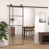 Vidaxl Schiebetür 76x205 cm ESG -Glas und Aluminiumschwarz