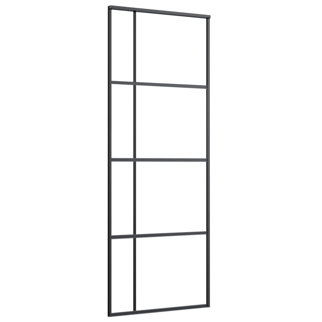 Puerta corredera de Vidaxl 76x205 cm de vidrio ESG mate y negro de aluminio