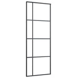 Puerta corredera de Vidaxl 76x205 cm de vidrio ESG mate y negro de aluminio