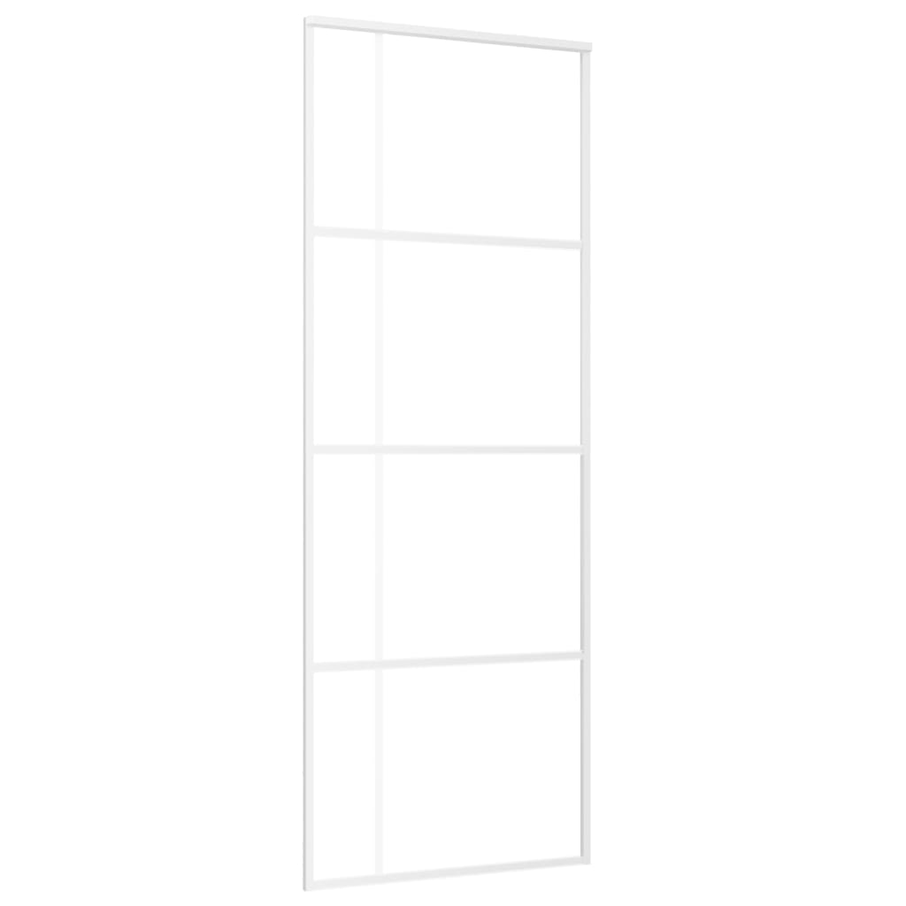 Vidaxl Schiebetür 76x205 cm ESG -Glas und Aluminium weiß