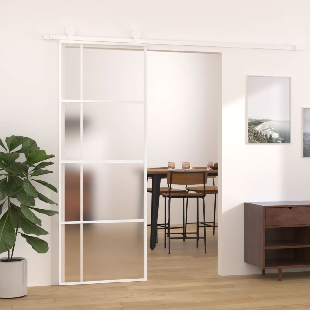 VidaXL sliding door 76x205 cm matte ESG glass and aluminum white