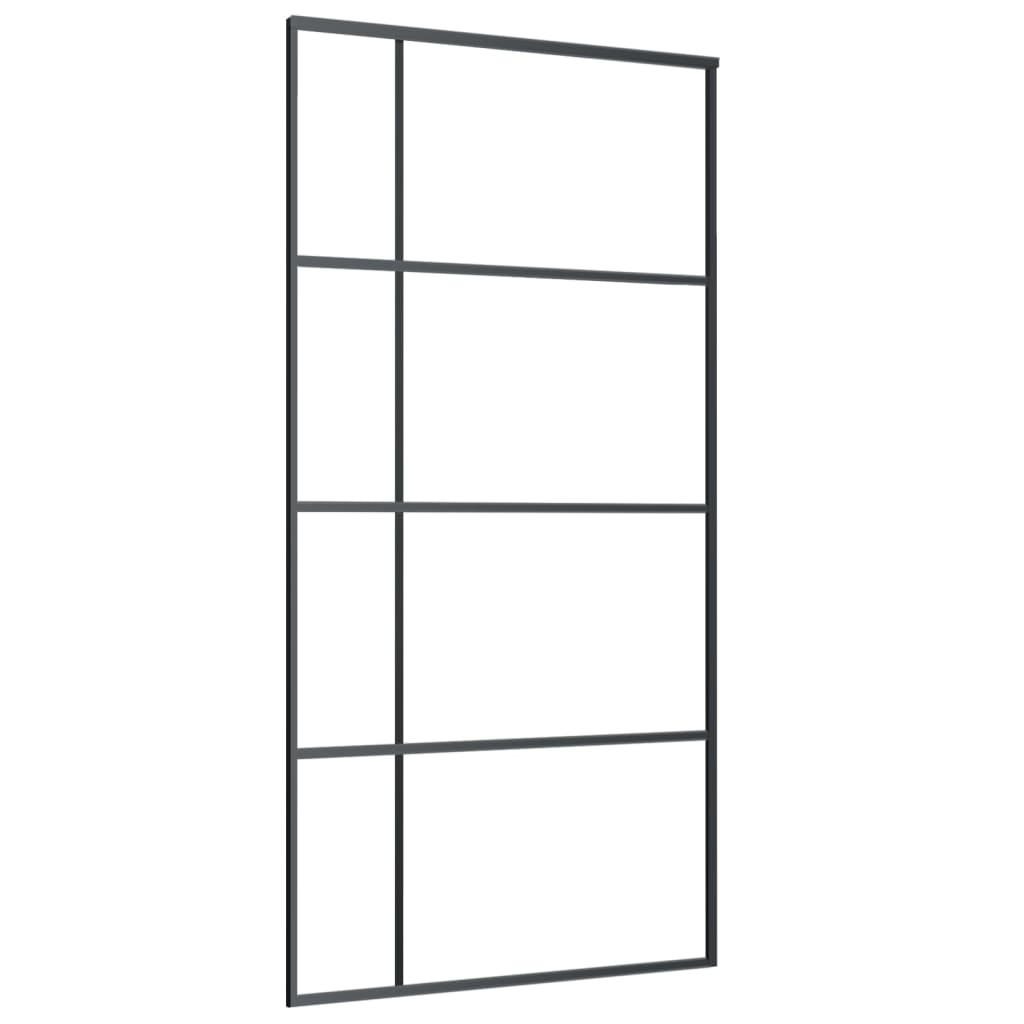 Puerta corredera de Vidaxl 102.5x205 cm de vidrio ESG mate y negro de aluminio