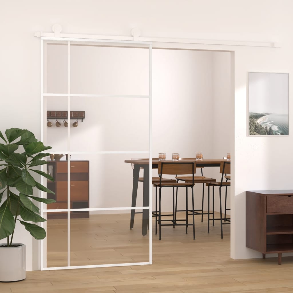 Puerta corredera de Vidaxl 102.5x205 cm de vidrio ESG y blanco de aluminio