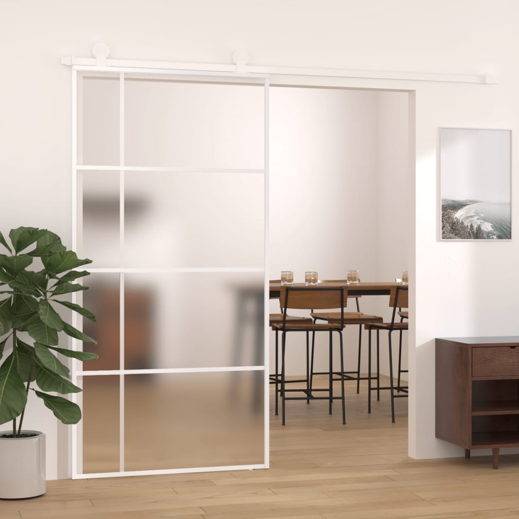 Vidaxl skyvedør 102.5x205 cm matt ESG -glass og aluminiumshvit