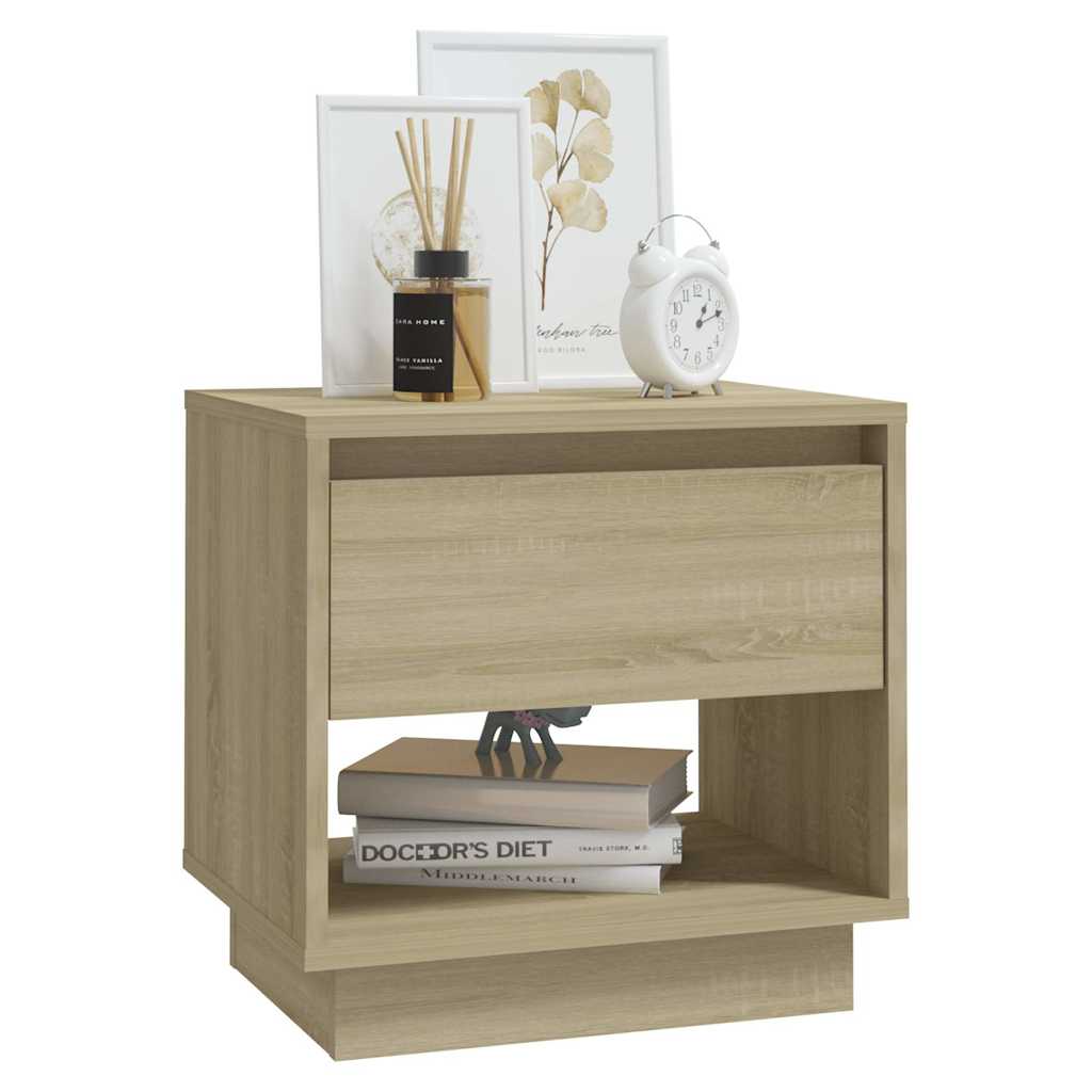 Vidaxl nachtkastje 45x34x44 cm bewerkt hout sonoma eikenkleurig