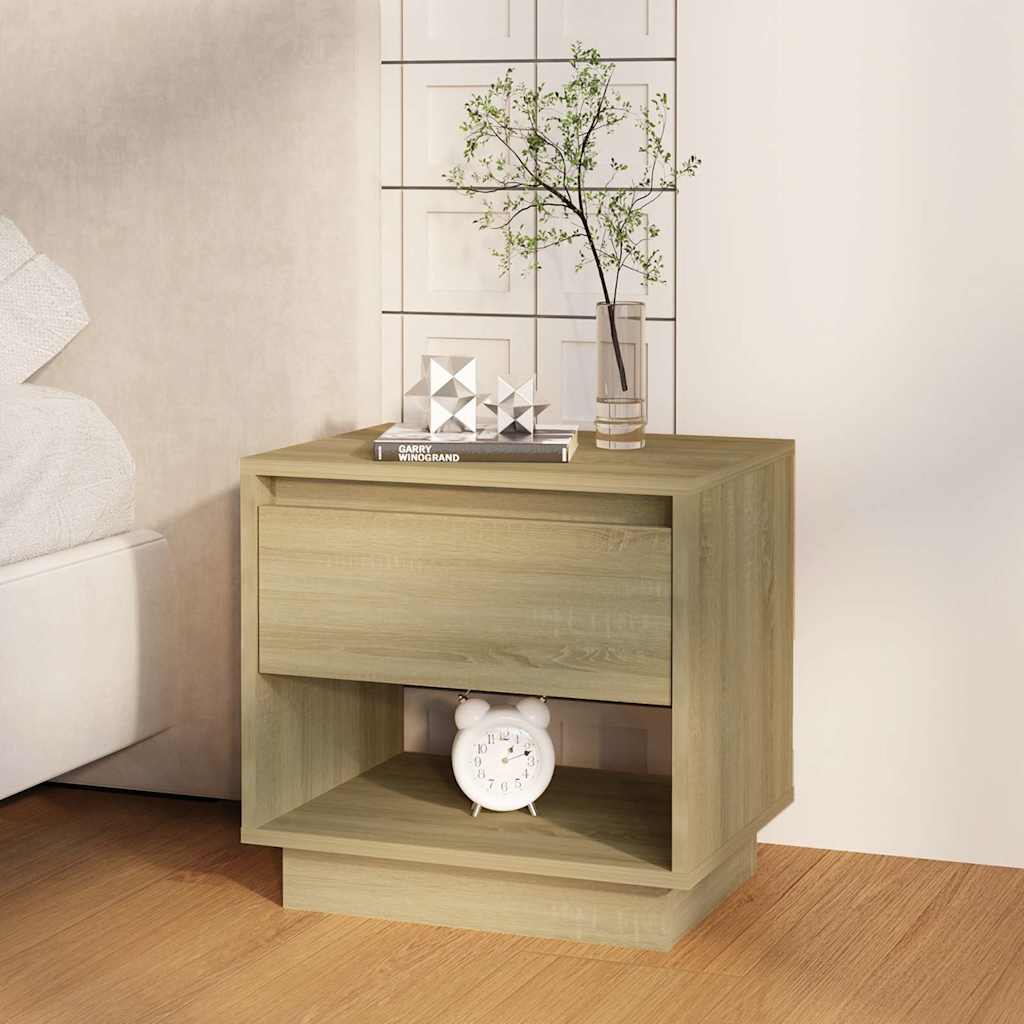 Vidaxl nachtkastje 45x34x44 cm bewerkt hout sonoma eikenkleurig