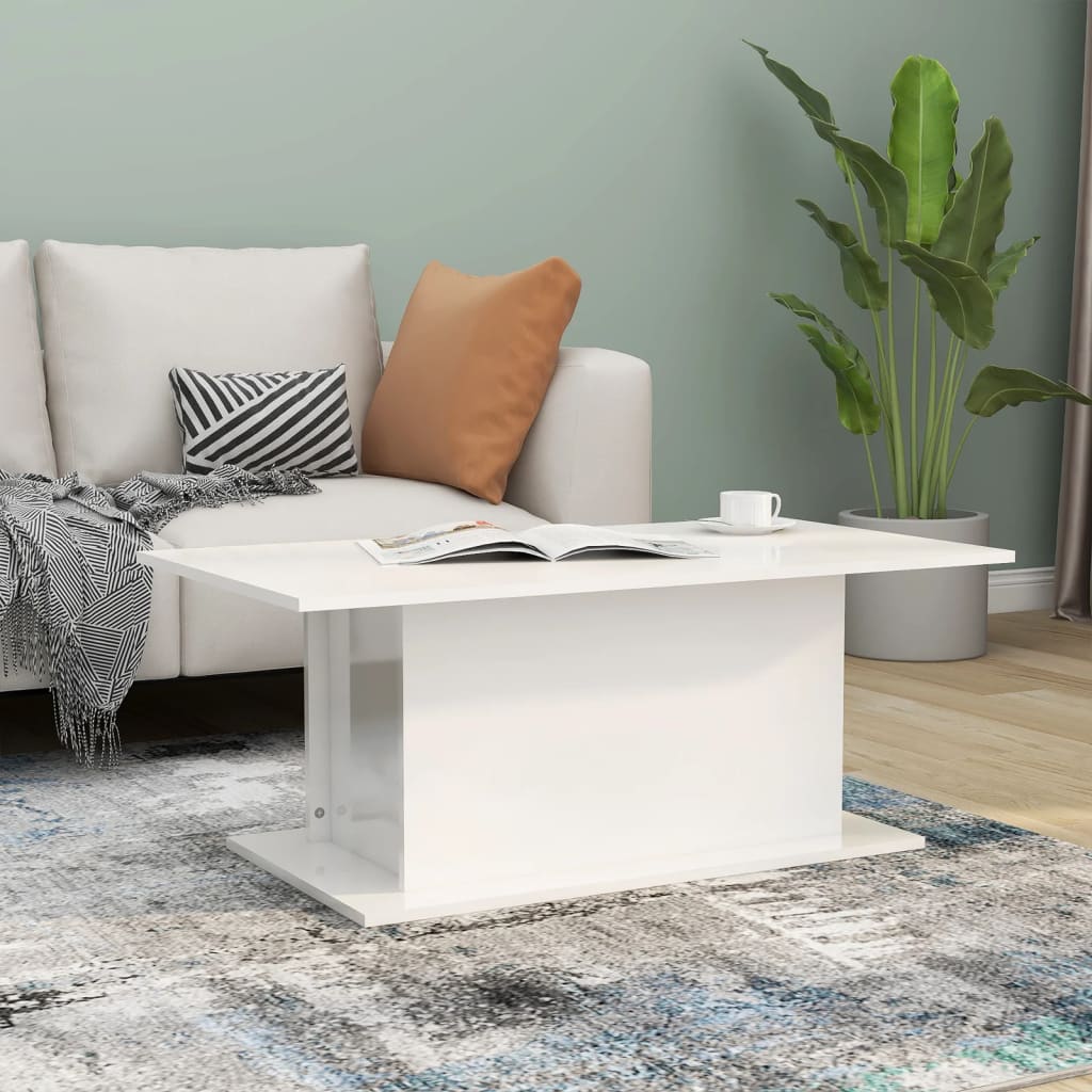 Vidaxl salontafel 102x55,5x40 cm bewerkt hout hoogglans wit