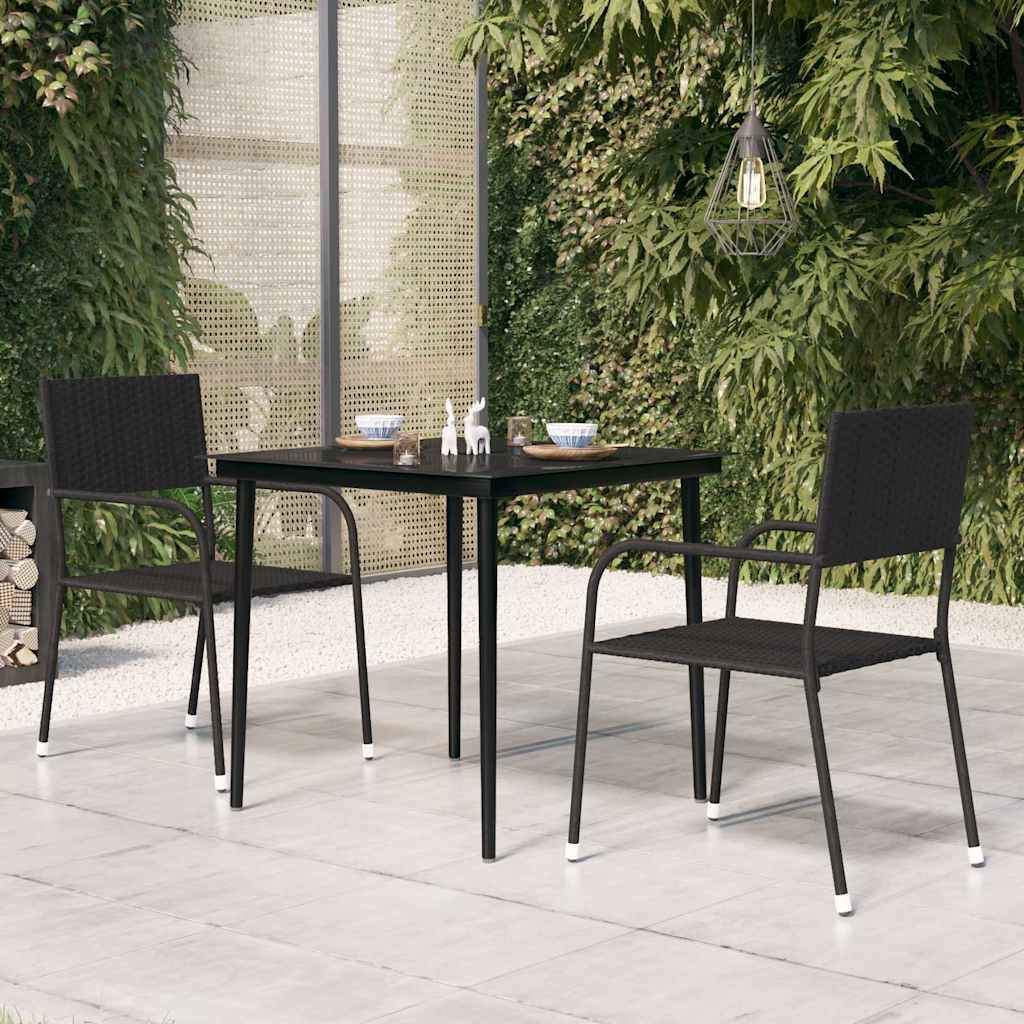 Vidaxl tuintafel 80x80x74 cm staal en glas zwart